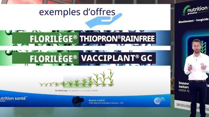 « L’objectif de la gamme Nutrition Santé est de permettre à la plante d’anticiper pour moins subir les stress biotiques et abiotiques », a annoncé Maxime Luneau, chef marché grandes cultures chez UPL, en ouverture du webinaire biostimulants et produits de biocontrôle céréales d’UPL